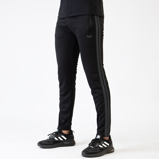 Black Quick Dry Bottoms with Two Gray Stripes