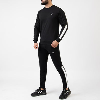 Black Tracksuit with White Half Panels