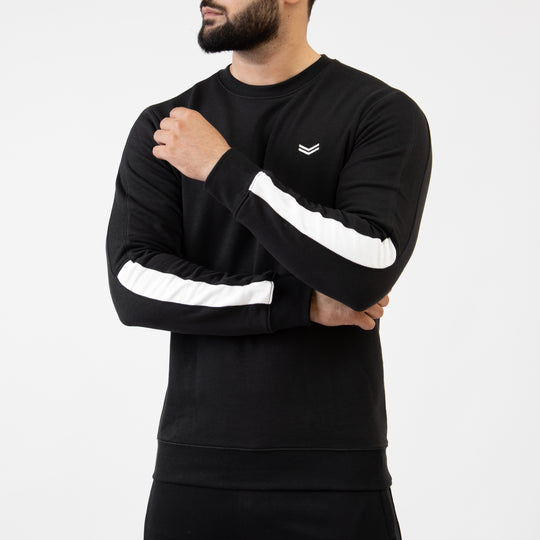 Black Sweatshirt with White Half Panels
