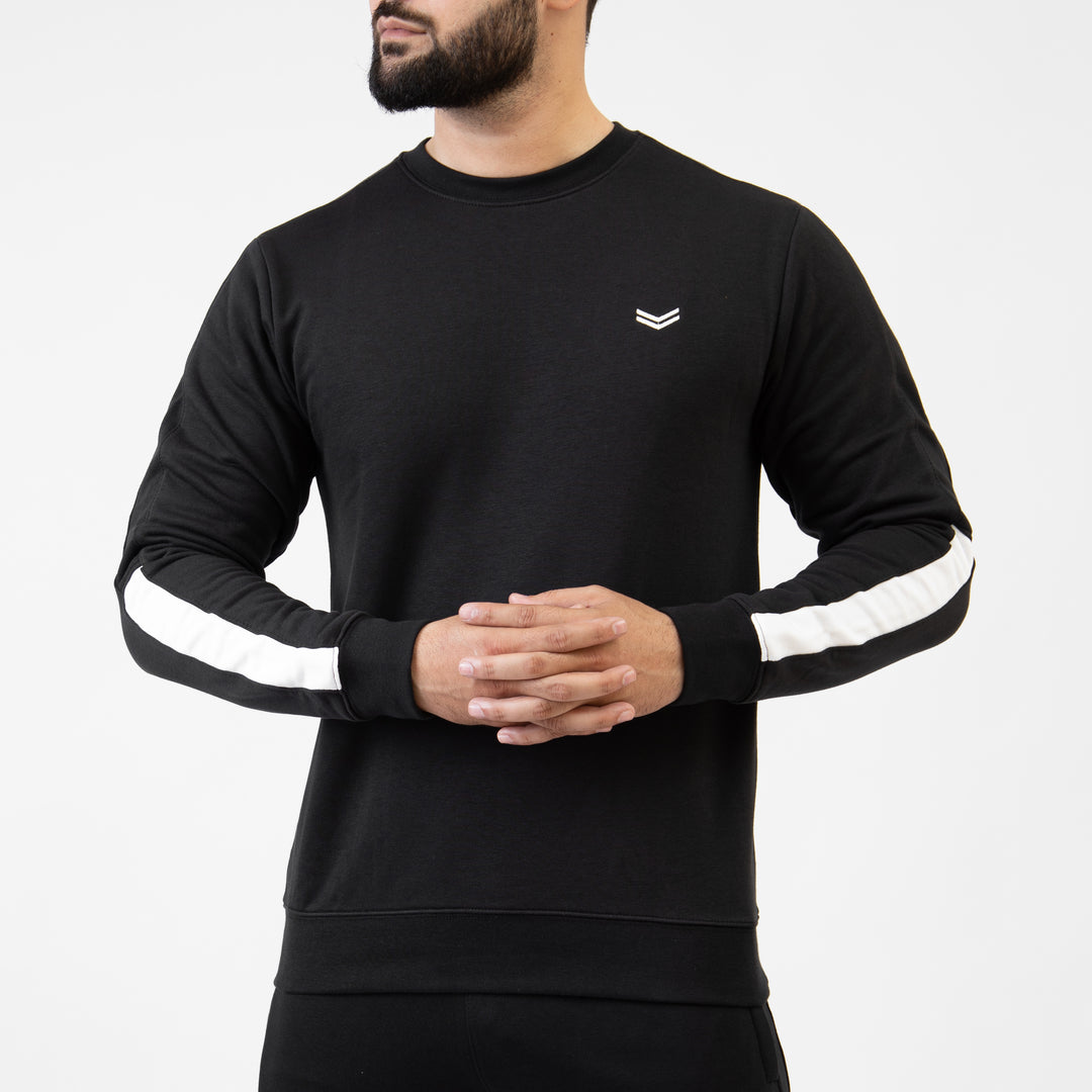 Black Sweatshirt with White Half Panels