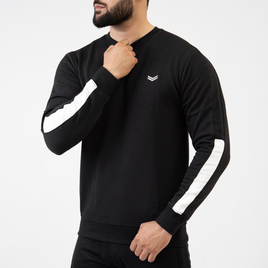 Black Sweatshirt with White Half Panels