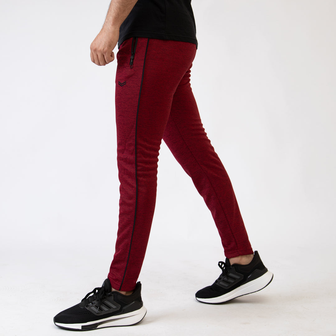 Maroon Textured Quick Dry Bottoms with Black Piping