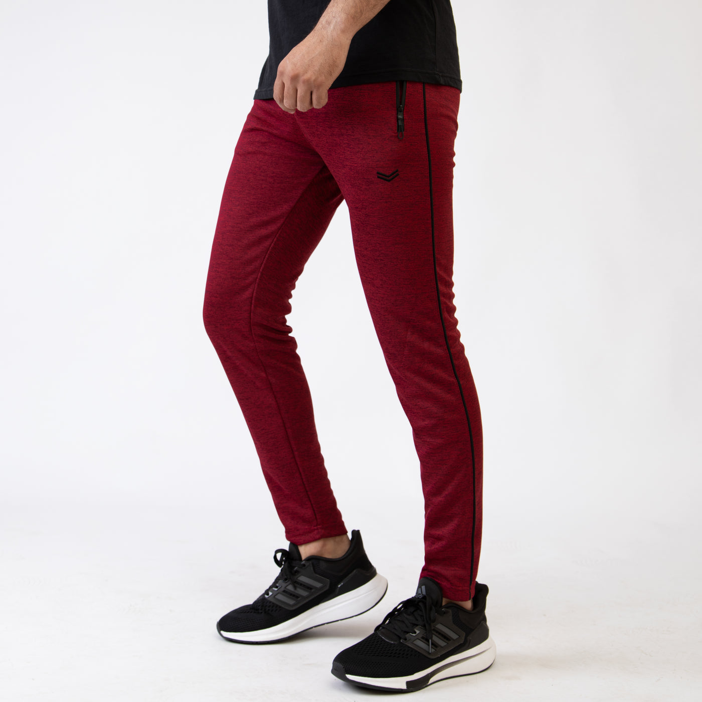 Maroon Textured Quick Dry Bottoms with Black Piping