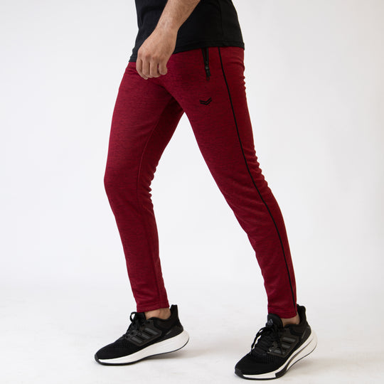Maroon Textured Quick Dry Bottoms with Black Piping