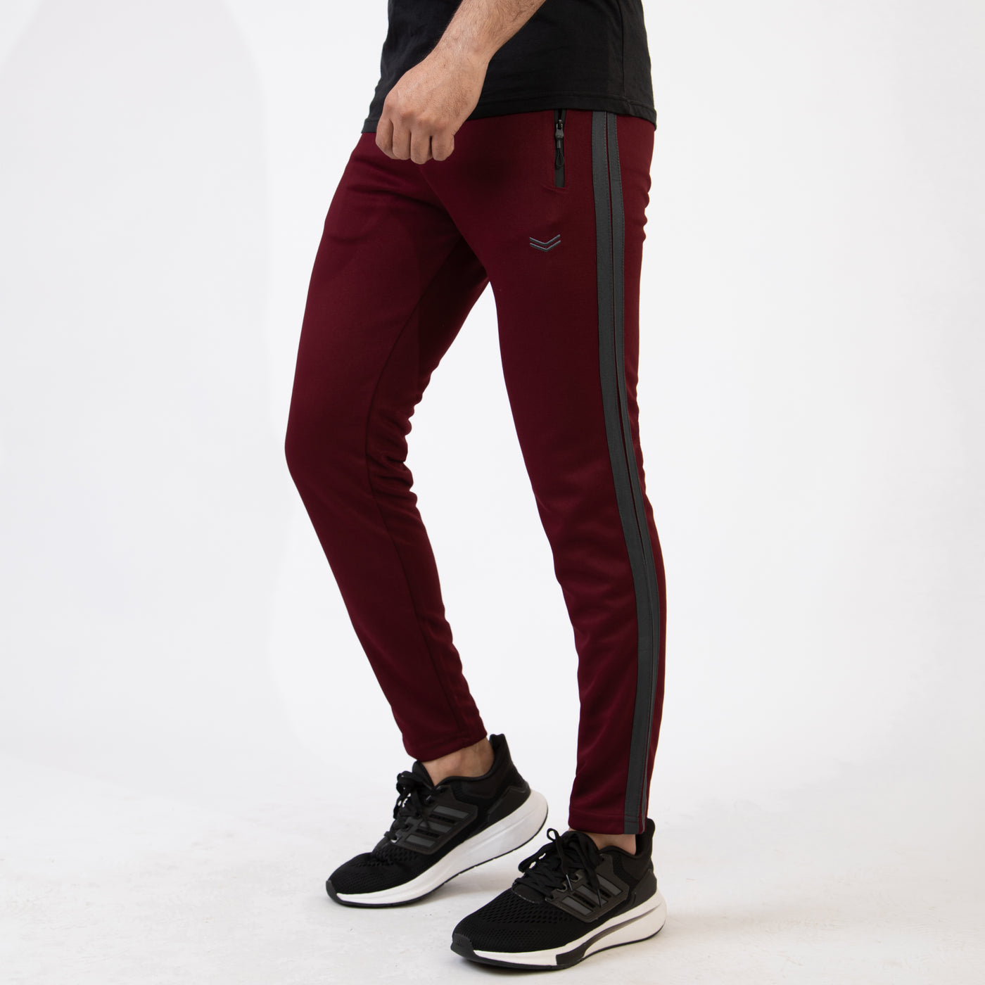 Maroon Quick Dry Bottoms with Two Gray Stripes