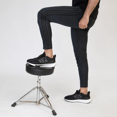 Charcoal Melange Quick Dry Bottoms with Three Black Stripes