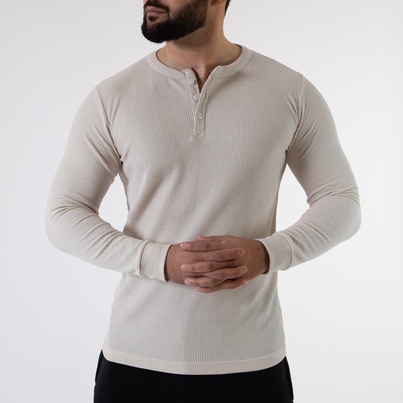 Off-White Thermal Waffle-Knit Henley