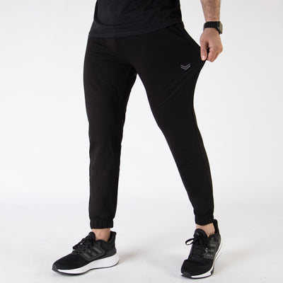 Premium Black Light-Weight 4-Way Stretch Lycra Terry Jogger Pants