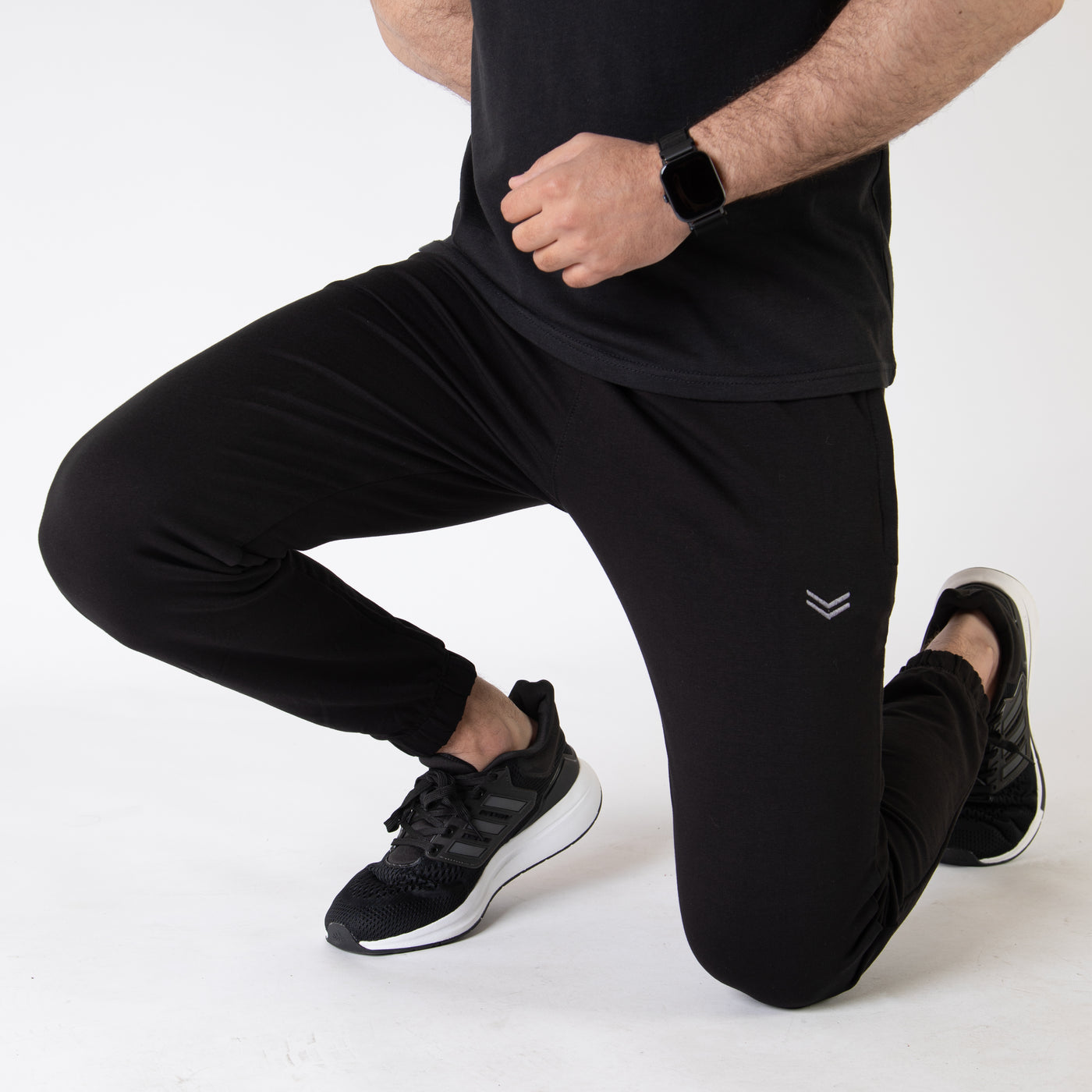 Premium Black Light-Weight 4-Way Stretch Lycra Terry Jogger Pants