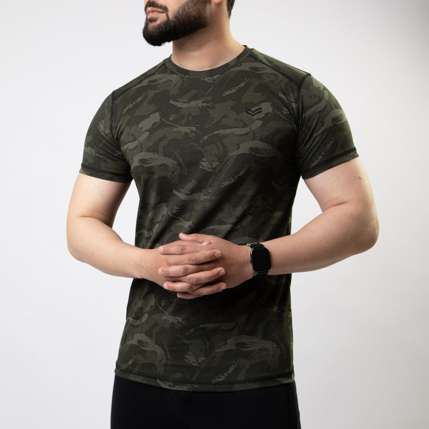 Green Camo T-shirt with Five Thread Detailing