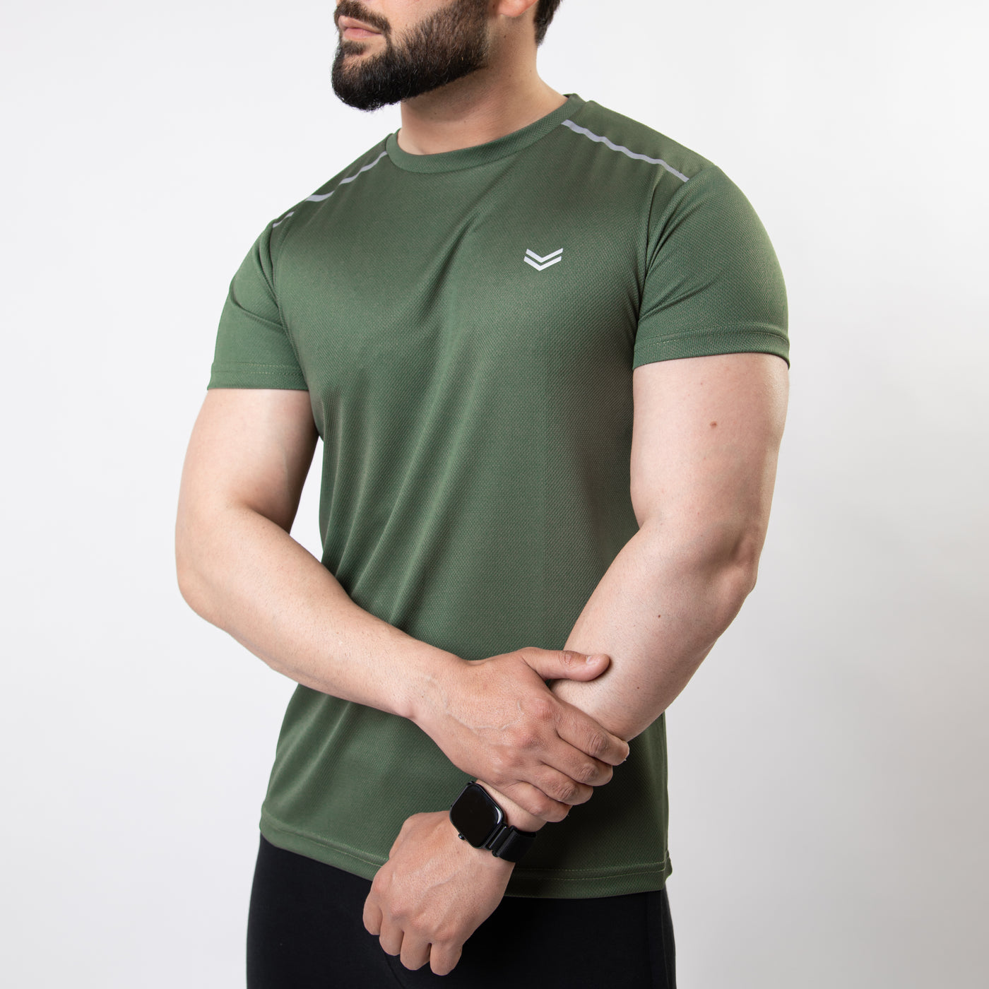 Olive Mesh Quick Dry T-Shirt with Shoulder Reflectors
