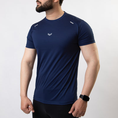Navy Quick Dry T-Shirt with Small Front Reflectors