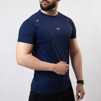 Navy Quick Dry T-Shirt with Small Front Reflectors