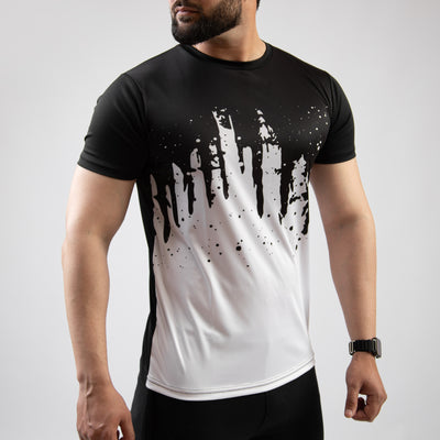 Black & White Splash Sublimated Quick Dry T-Shirt