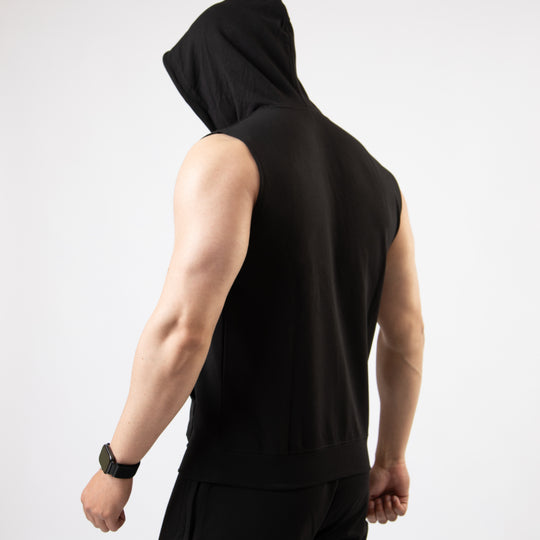 Premium Black Lycra 4-Way Stretch Sando Hoodie
