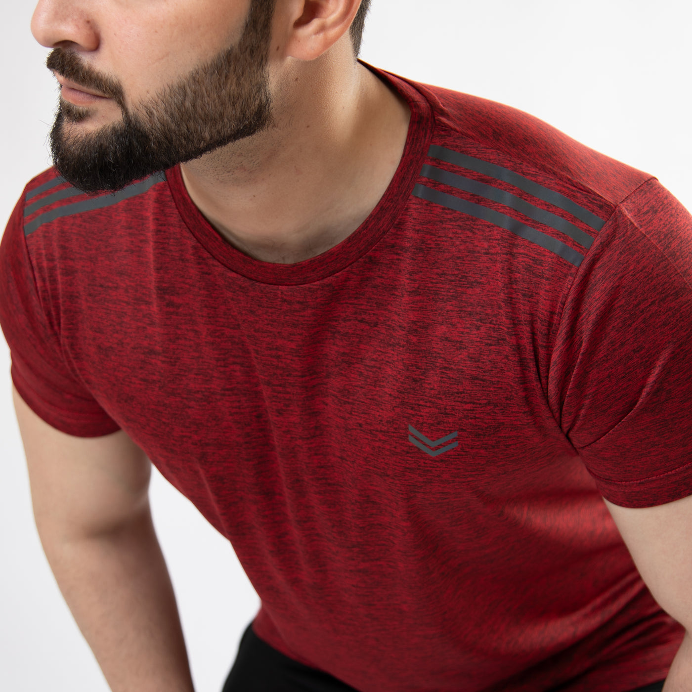 Maroon Melange Quick Dry T-Shirt with Carbon Reflective Details