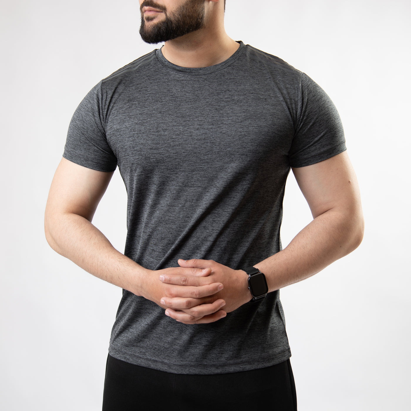 Gray Melange Quick Dry T-Shirt with Carbon Reflective Details