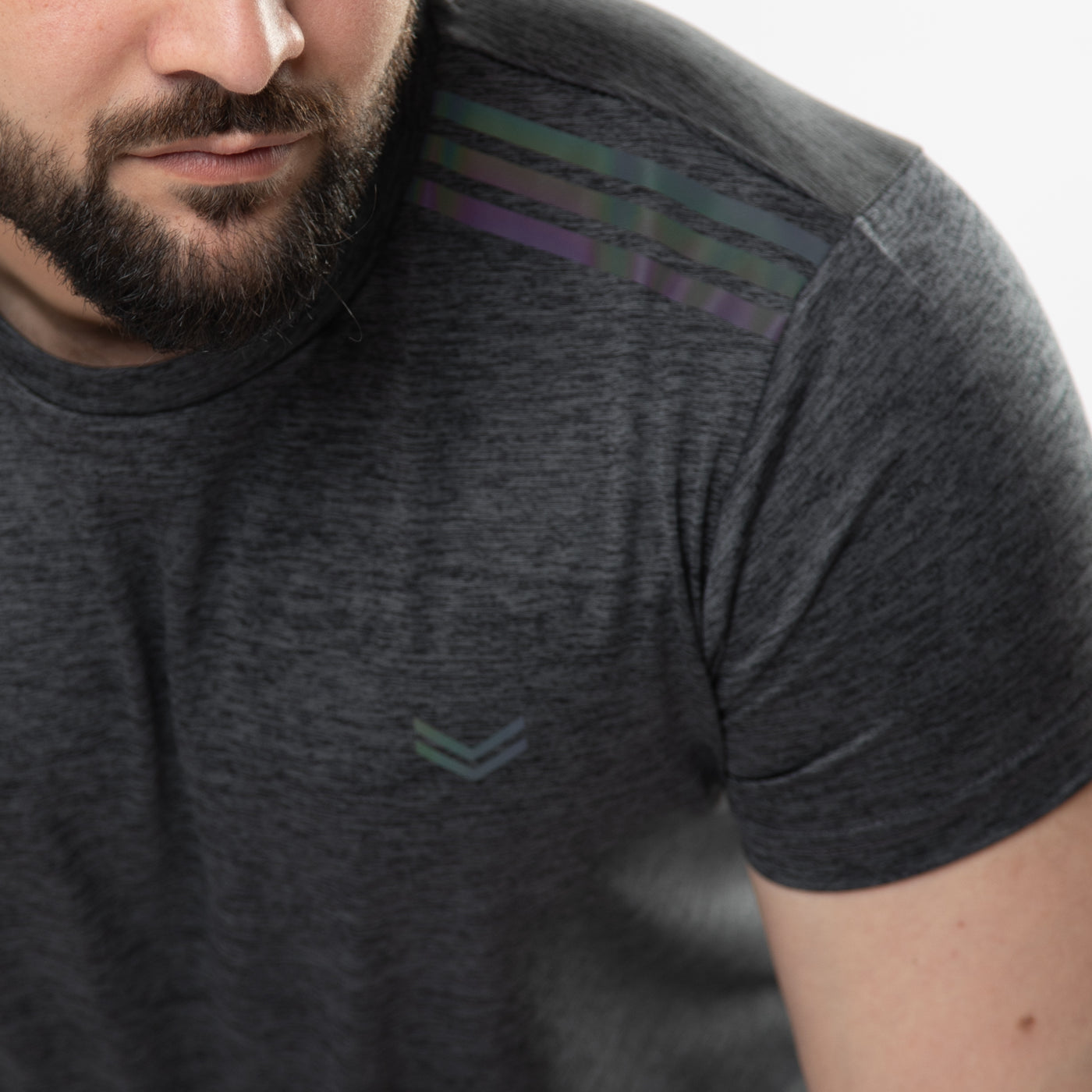 Gray Melange Quick Dry T-Shirt with Carbon Reflective Details