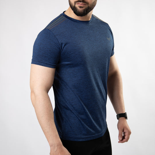 Navy Melange Quick Dry T-Shirt with Carbon Reflective Details