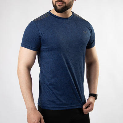 Navy Melange Quick Dry T-Shirt with Carbon Reflective Details