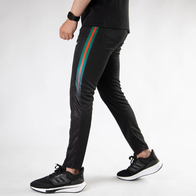 Black Quick Dry Bottoms with Green & Red Gradient Panels