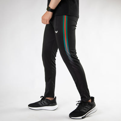 Black Twinset with Green & Red Panels on Sleeves