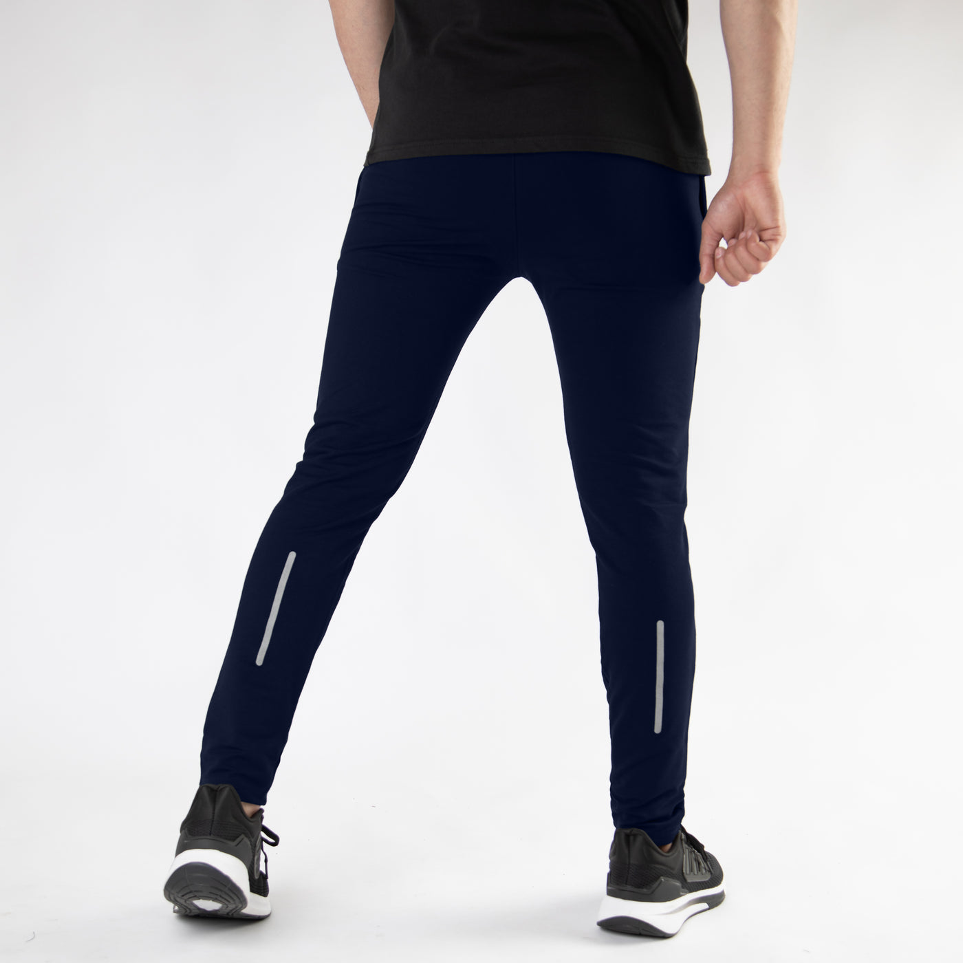 Premium Navy Lycra 4-Way Stretch Bottoms with Back Reflectors
