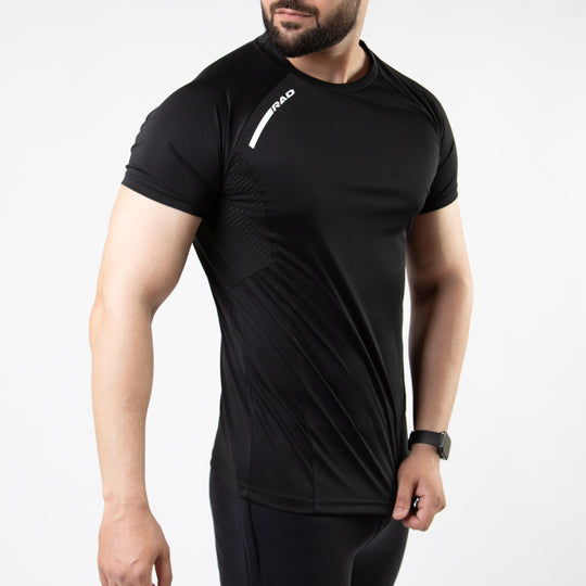 Black Air-O Series T-Shirt with Ventilated Mesh Panels