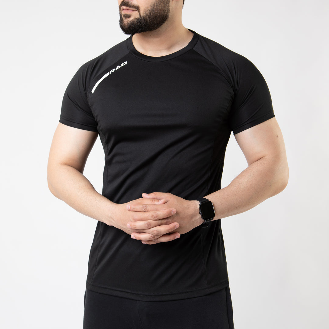 Black Air-O Series T-Shirt with Ventilated Mesh Panels