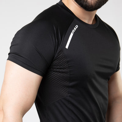 Black Air-O Series T-Shirt with Ventilated Mesh Panels