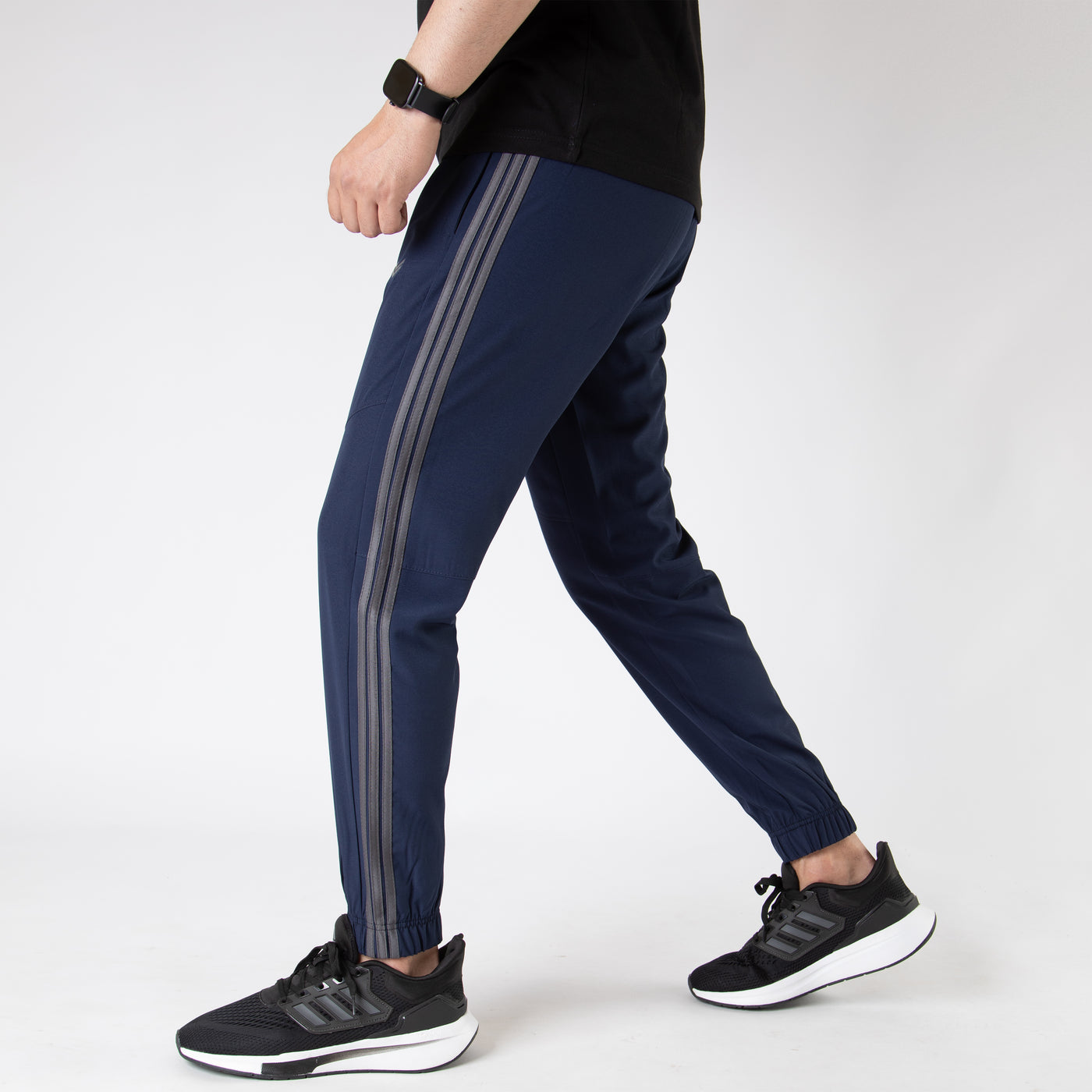 Navy Premium Micro Stretch Pants with Three Gray Stripes