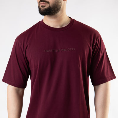 Maroon Oversize "Trust The Process" T-Shirt