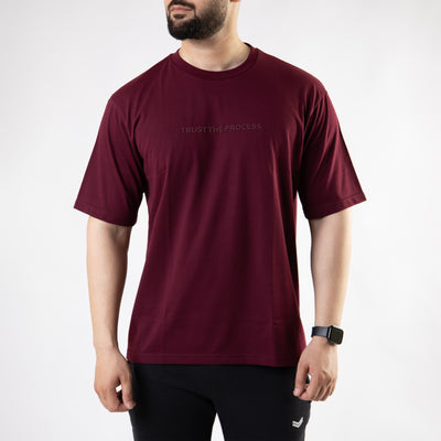 Maroon Oversize "Trust The Process" T-Shirt