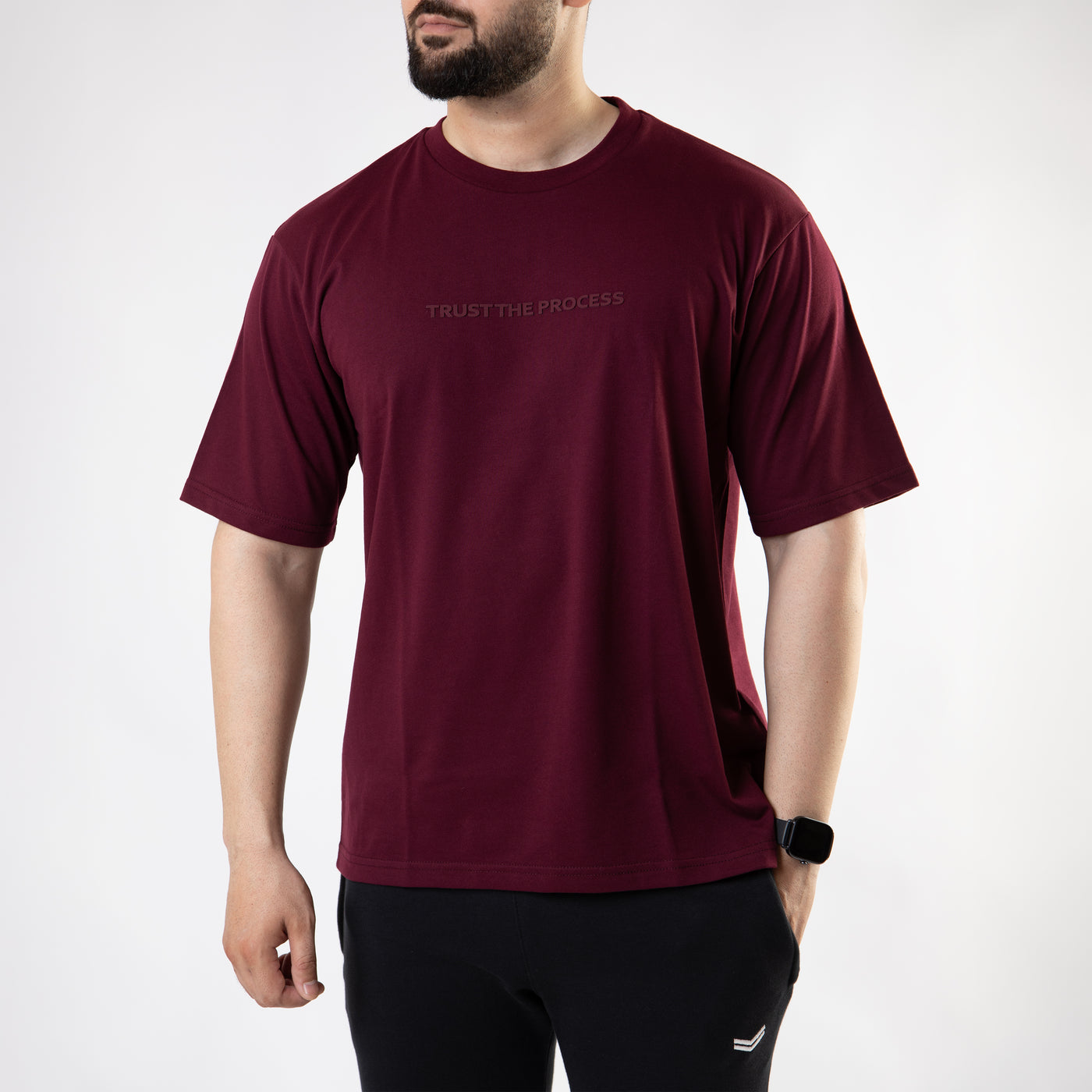 Maroon Oversize "Trust The Process" T-Shirt