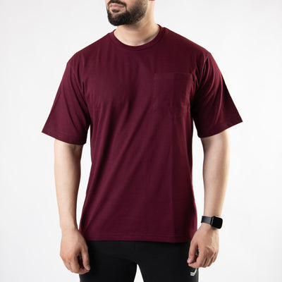 Maroon Oversize T-Shirt with Pocket