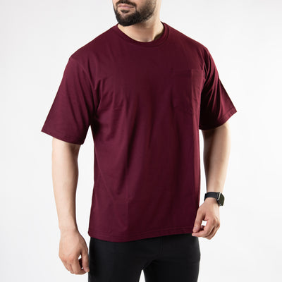 Maroon Oversize T-Shirt with Pocket