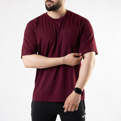 Maroon Oversize T-Shirt with Pocket