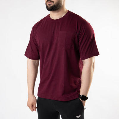 Maroon Oversize T-Shirt with Pocket