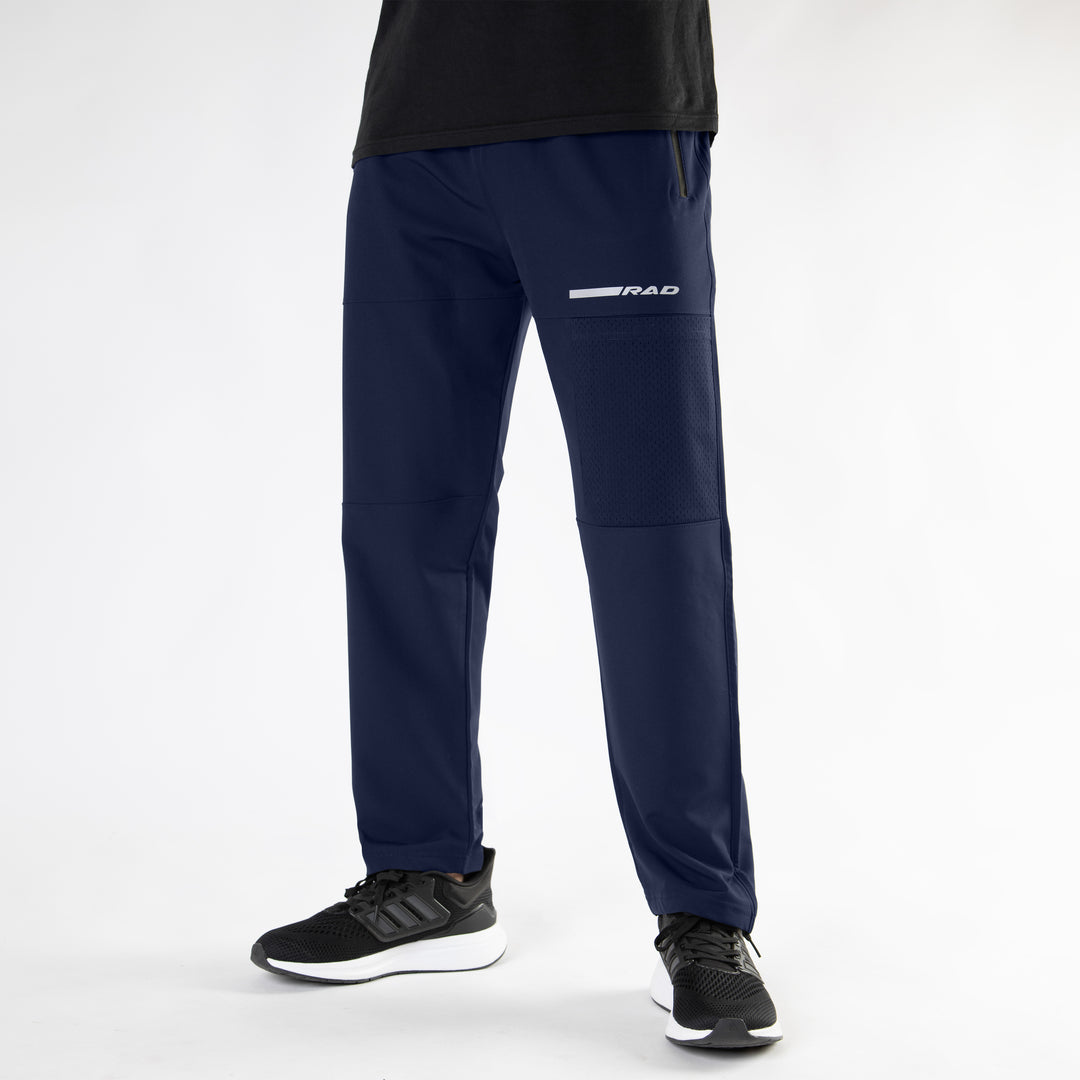 Navy Loose Fit Micro Lycra Terry Bottoms with Mesh Mobile Pocket
