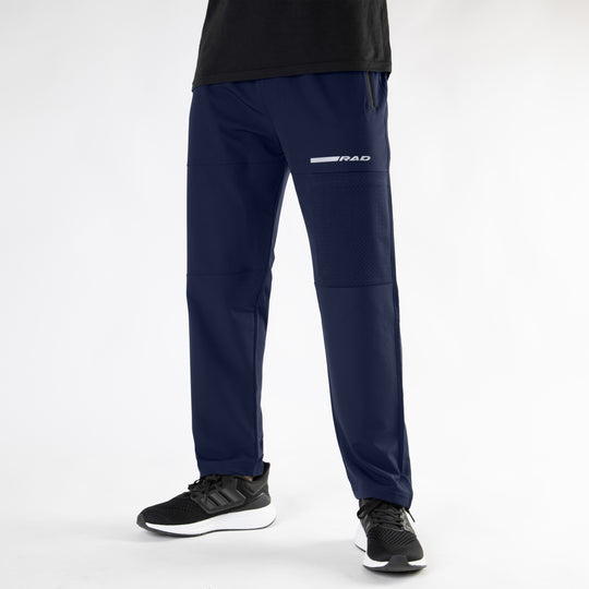 Navy Loose Fit Micro Lycra Terry Bottoms with Mesh Mobile Pocket