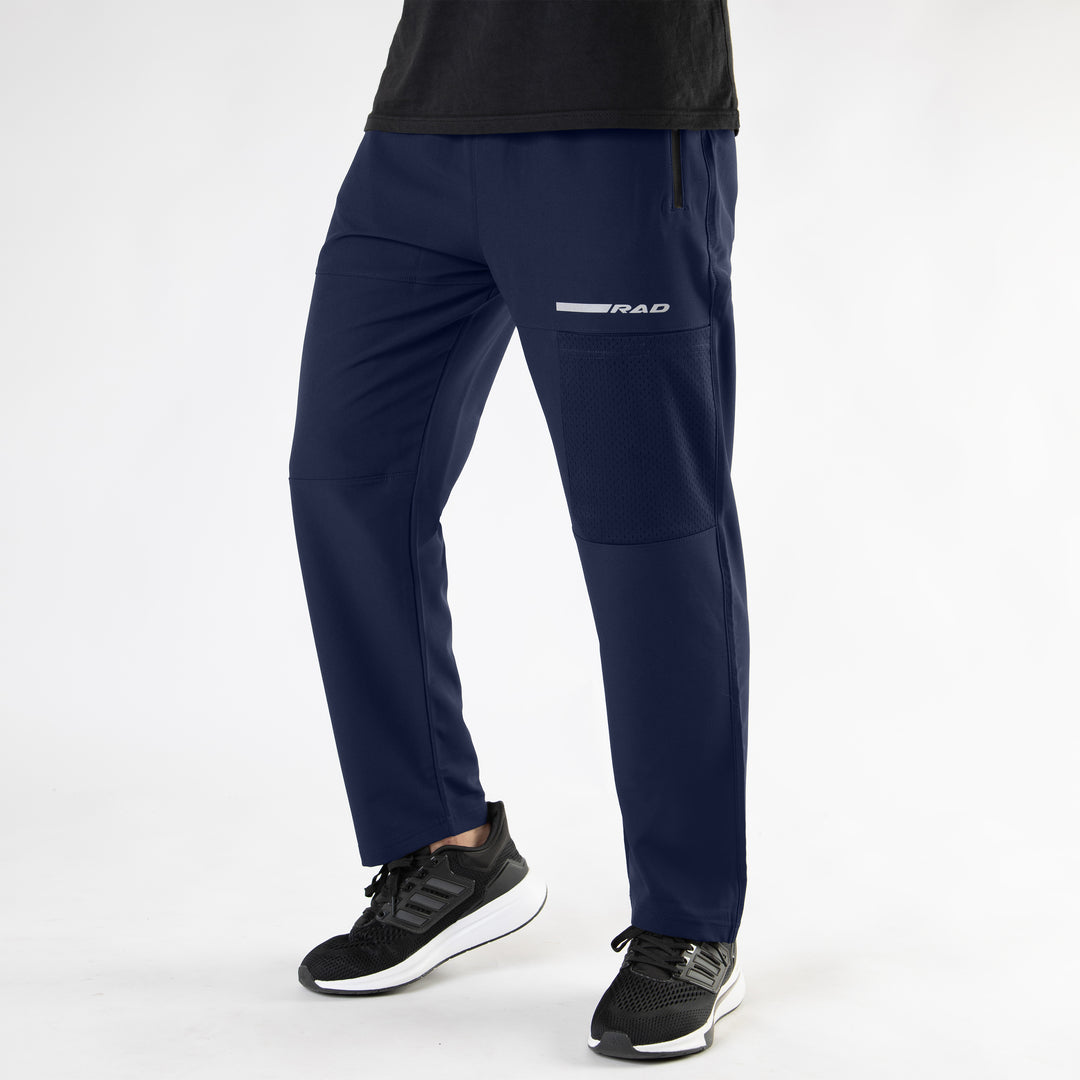 Navy Loose Fit Micro Lycra Terry Bottoms with Mesh Mobile Pocket