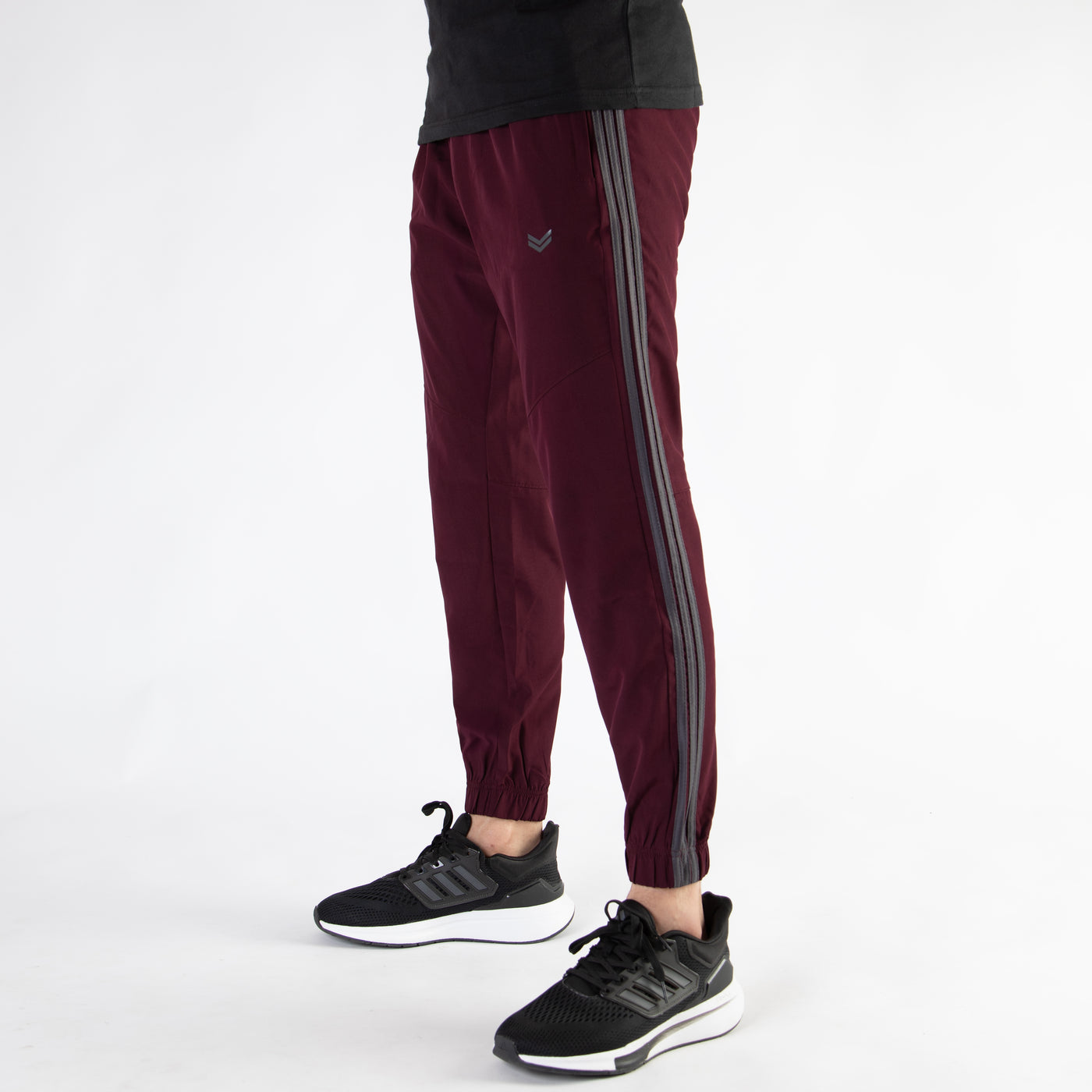 Maroon Premium Micro Stretch Pants with Three Gray Stripes