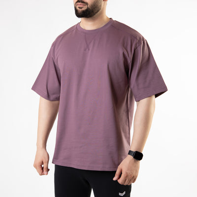 Light Purple Oversize T-Shirt with V-Notch in Contrast Detailing