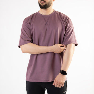 Light Purple Oversize T-Shirt with V-Notch in Contrast Detailing