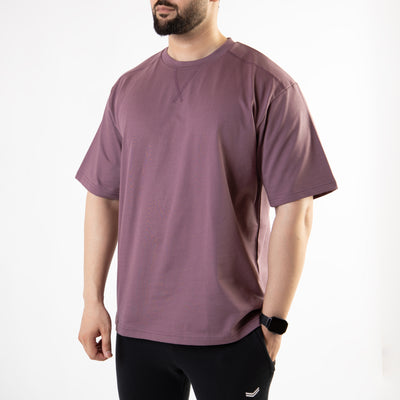 Light Purple Oversize T-Shirt with V-Notch in Contrast Detailing