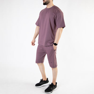 Light Purple Oversize Twinset with V-Notch in Contrast Detailing