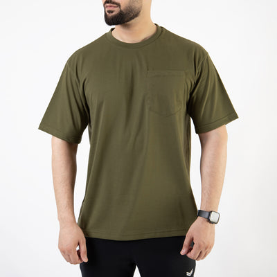 Olive Oversize T-Shirt with Pocket