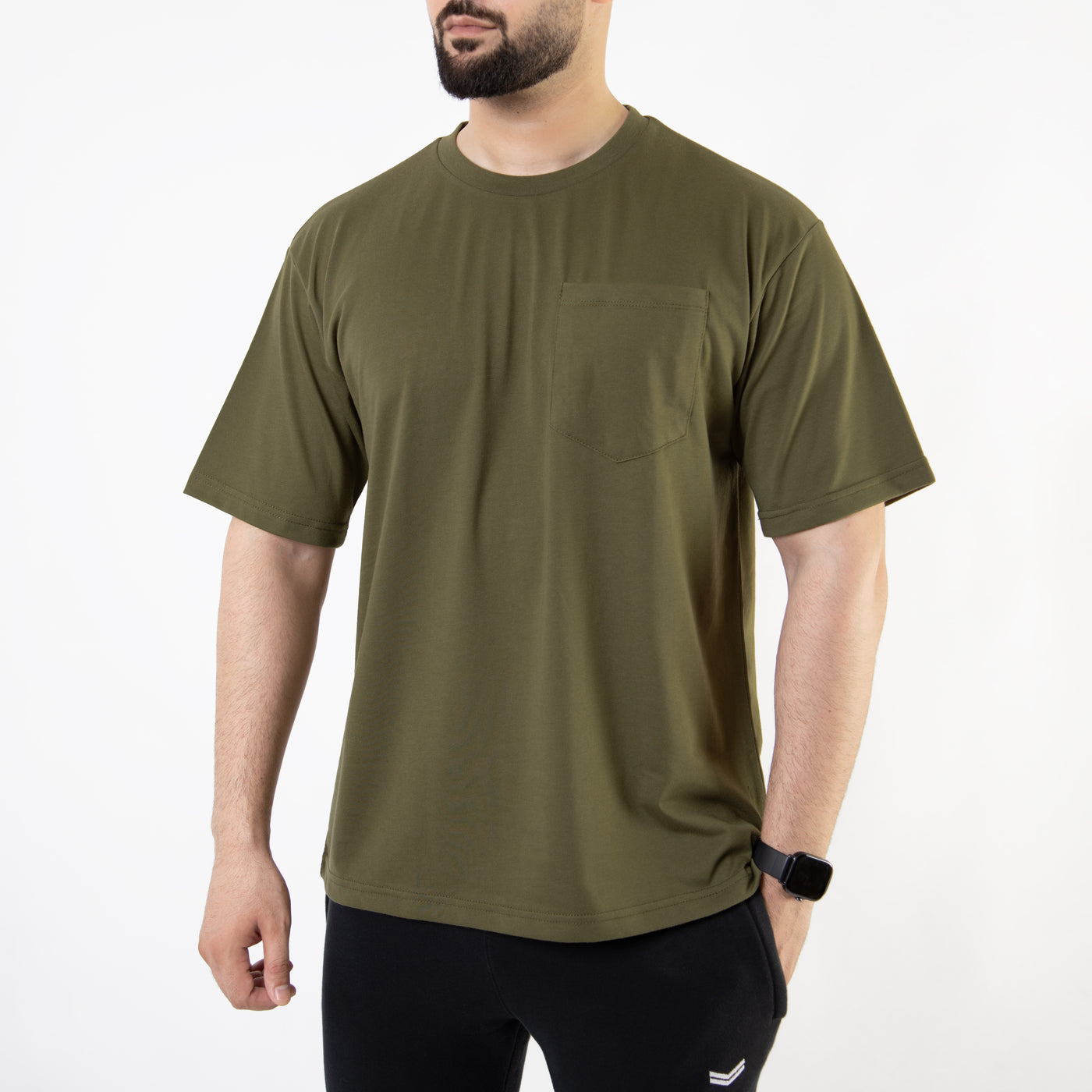 Olive Oversize T-Shirt with Pocket