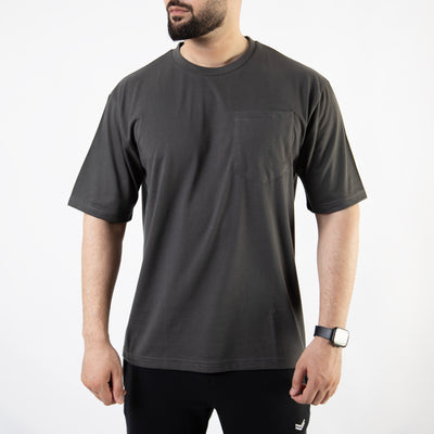 Smoke Gray Oversize T-Shirt with Pocket