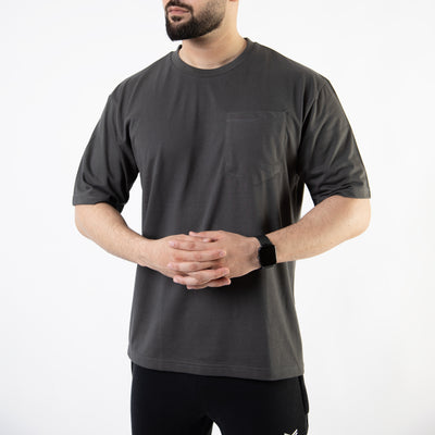 Smoke Gray Oversize T-Shirt with Pocket